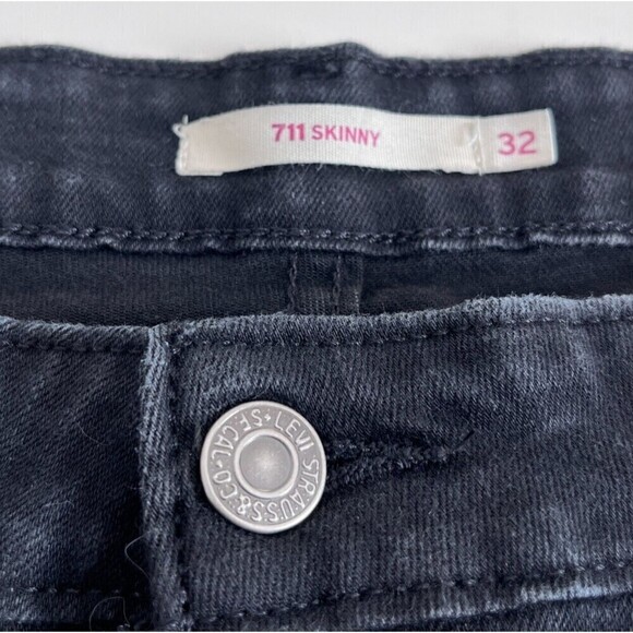 Levi's Jeans Women 32 Black 711 Skinny High Rise Stretch Denim Neutral Western - Picture 3 of 13